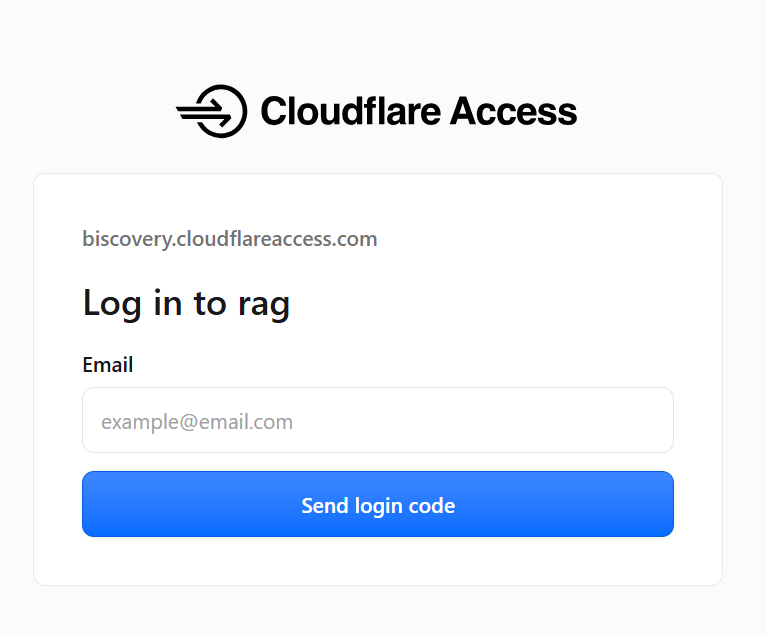 Cloudflare Access email login for the Biscovery RAG workspace